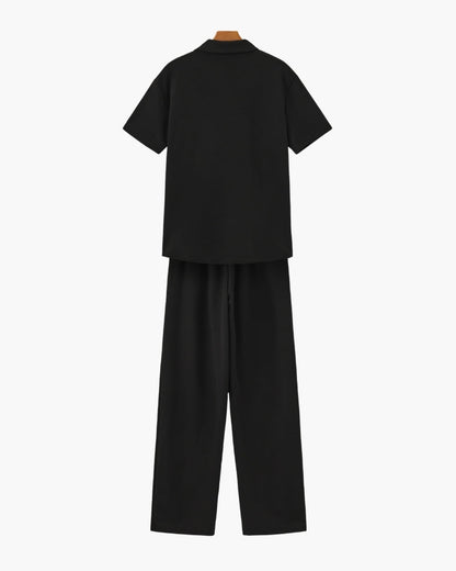 Bộ áo polo và quần dài bằng cotton